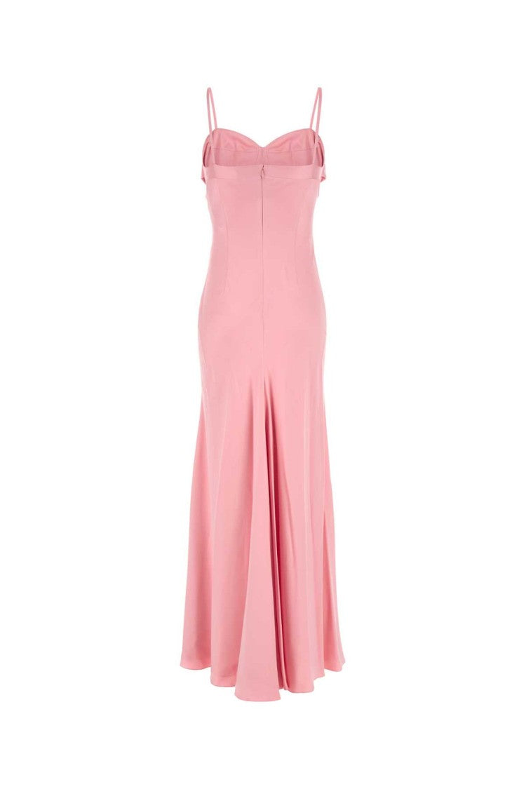 Alexander Mcqueen Pink Satin Long Dress