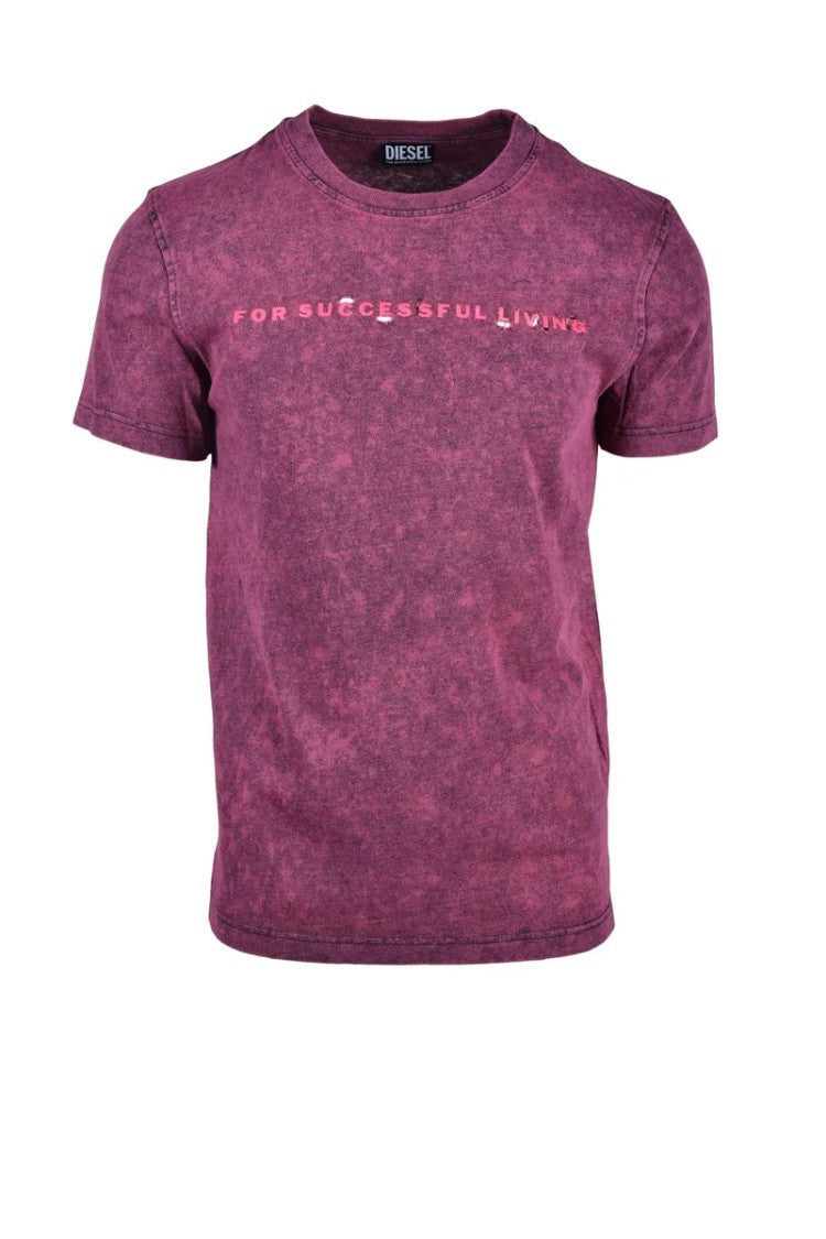 Diesel Burgundy Vintage Cotton T-Shirt