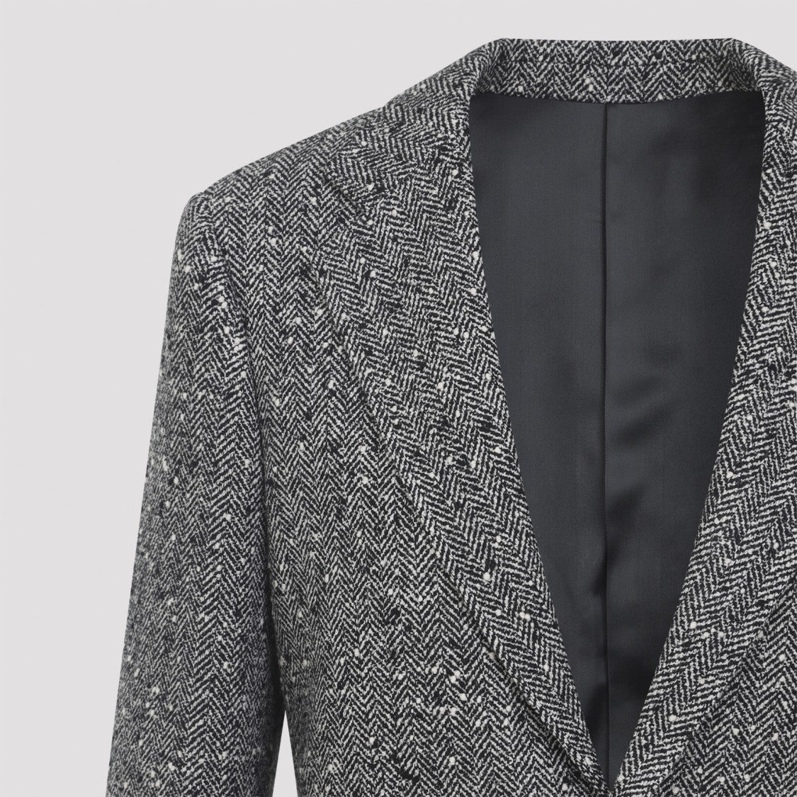 Celine Herringbone Wool Jacket With Classic Lapels