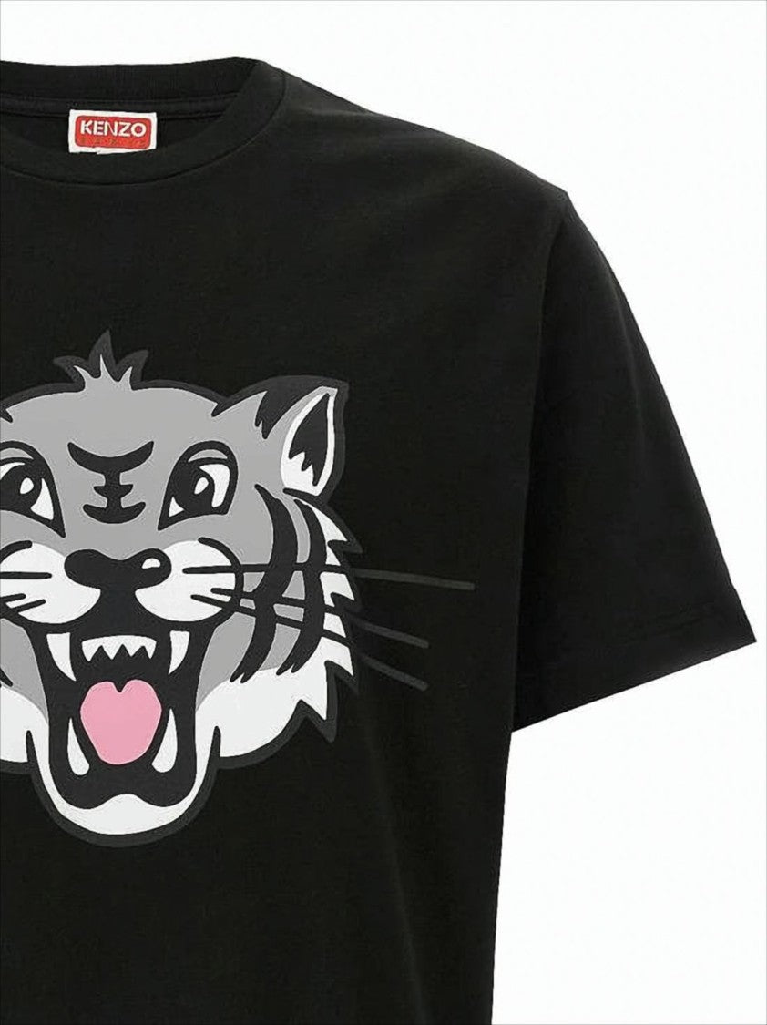 Kenzo Graphic Tiger Face Black T-Shirt With Relaxed Fit
