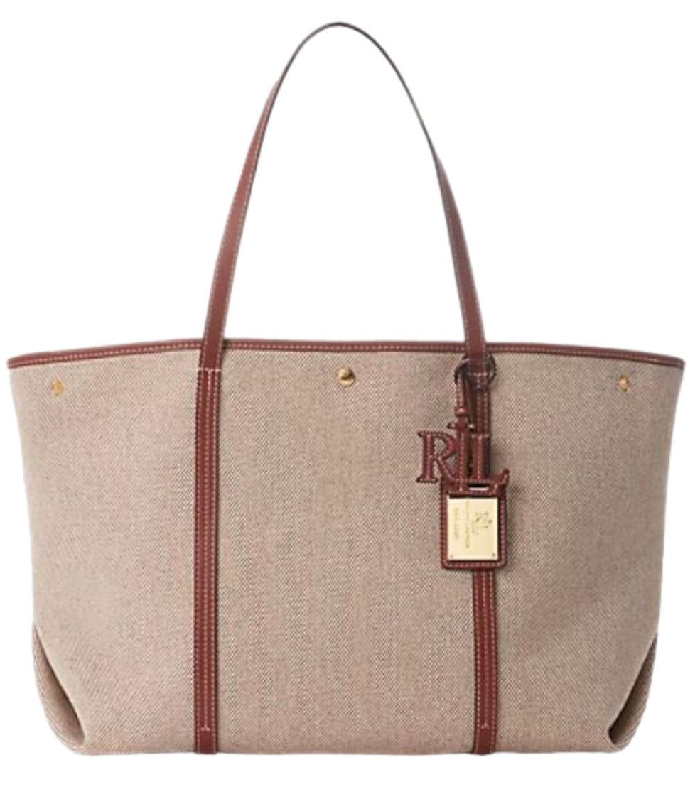Lauren Ralph Lauren Emerie Tote With Cow Leather Trim And Gold-Tone Accents