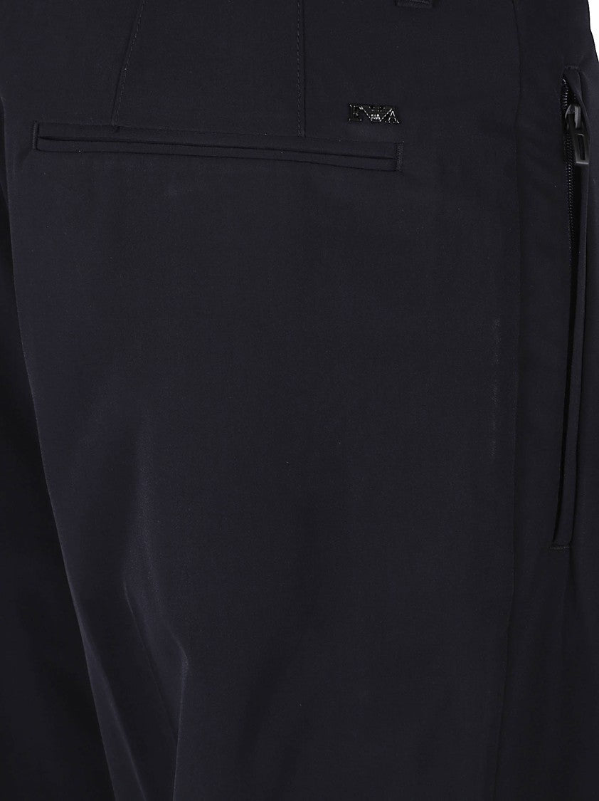 Emporio Armani Tailored Black Trousers With Subtle Pleats And Zipper Detail