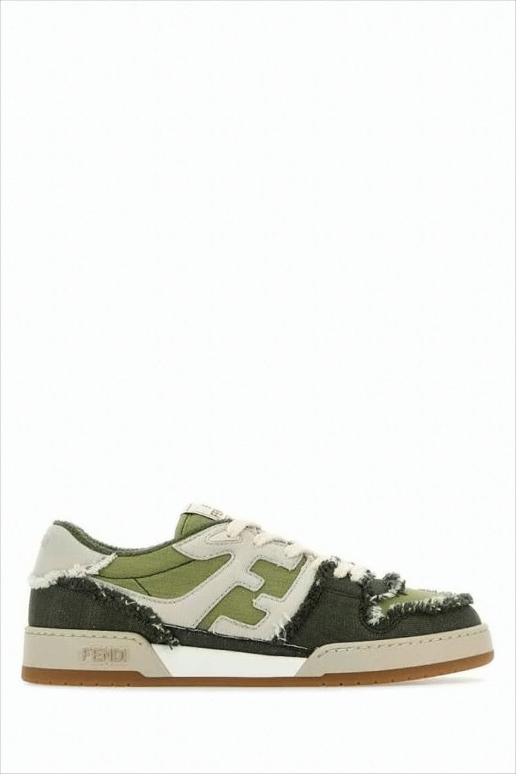 Fendi Layered Olive Green And Off-White Sneakers
