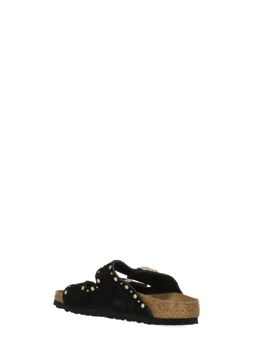 Birkenstock Black Arizona Suede Buckle Slides