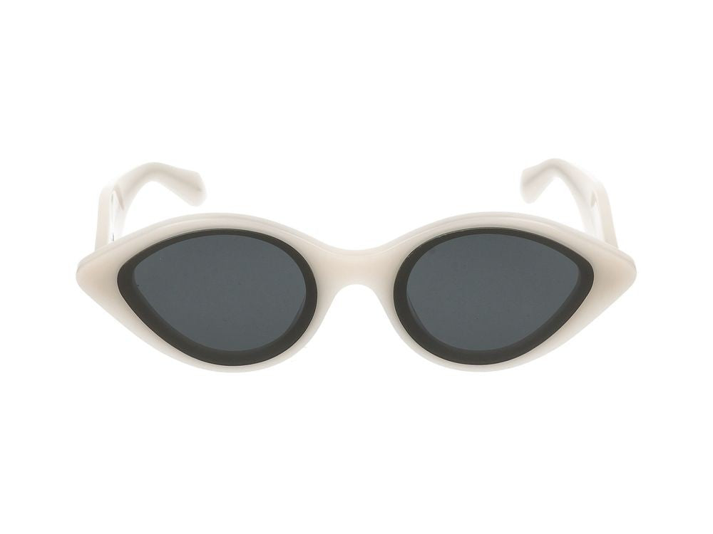 Azzedine Alaïa White Glossy Acetate Oversized Cat-Eye Sunglasses