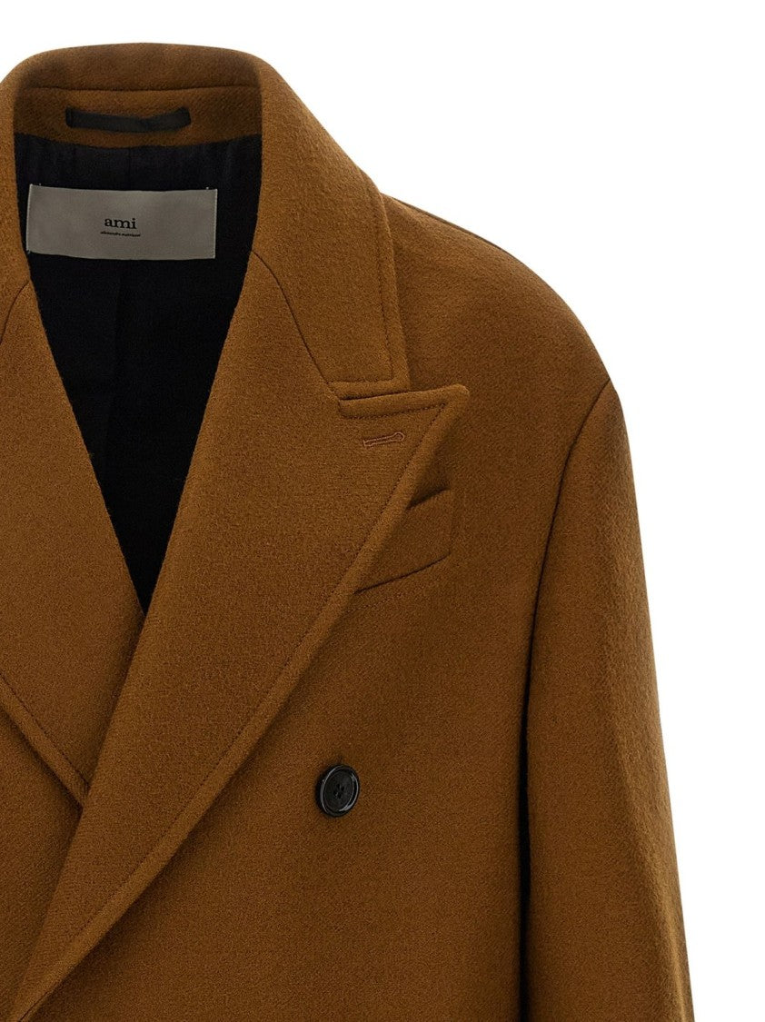 Ami Paris Double-Breasted Coat – Brown