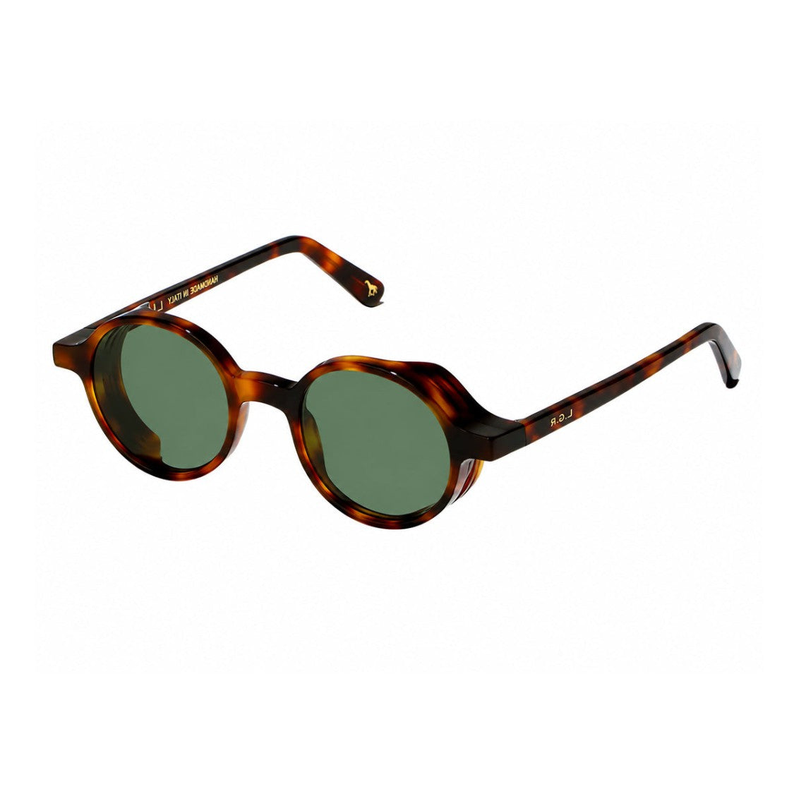 L.G.R. Reunion Explorer Round Acetate Sunglasses With Havana Maculato Pattern