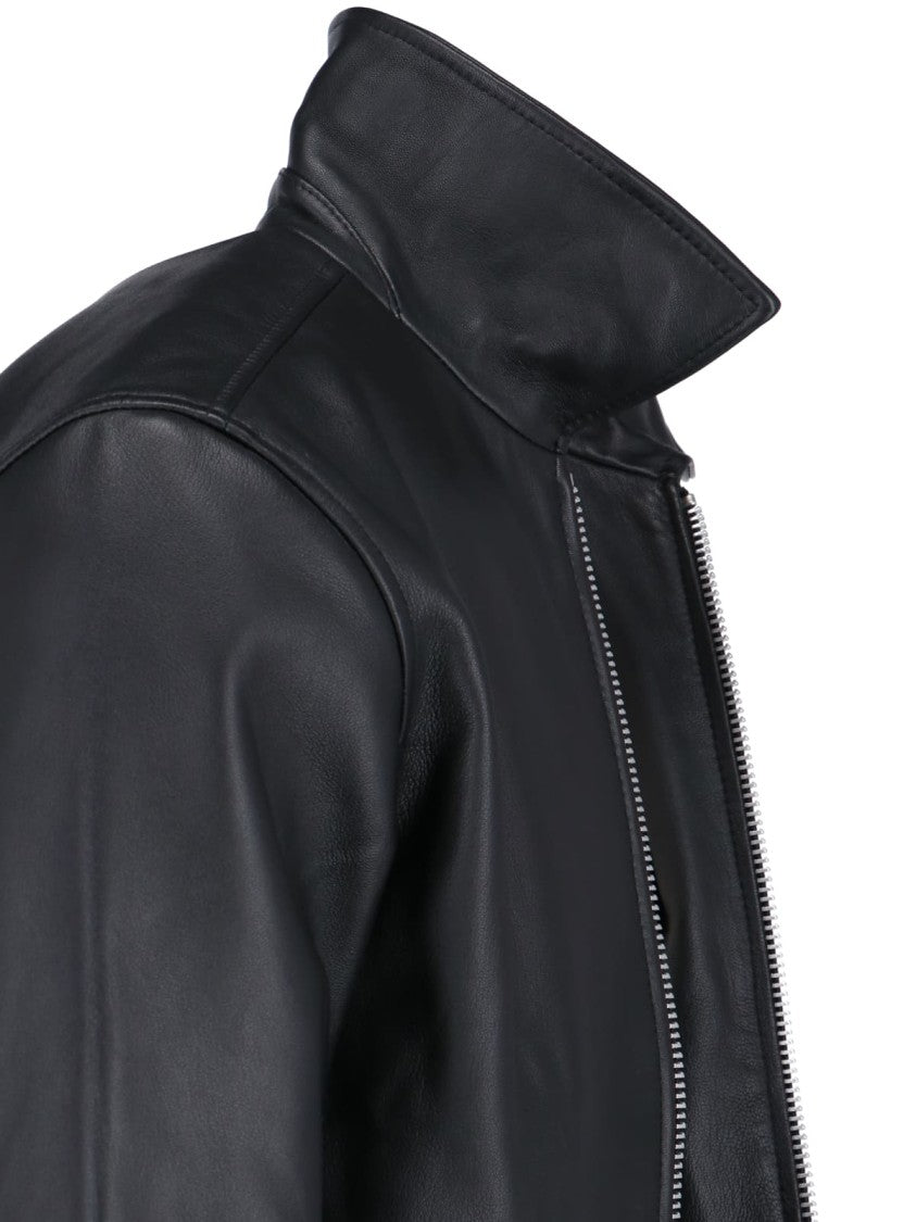 Sunflower Classic Black Leather Jacket With Zip Closure