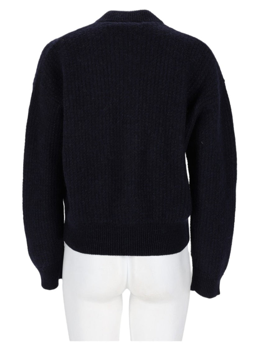 Fabiana Filippi Dark Blue Knitted Sweater With Ribbed Texture And Fitted Hem