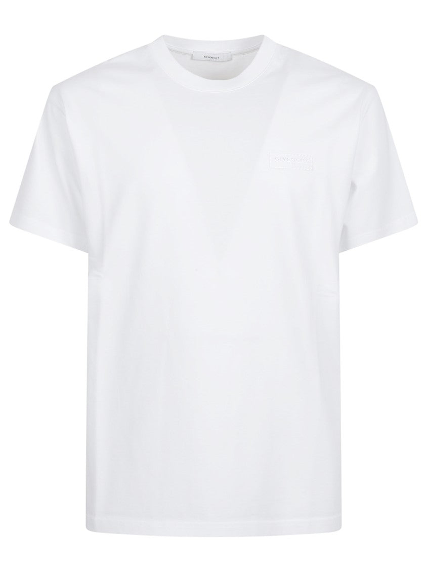Givenchy Plain White Cotton T-Shirt With Tonal Logo Detail