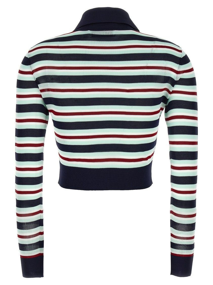 Self-Portrait Navy Striped Viscose Knit' Cardigan