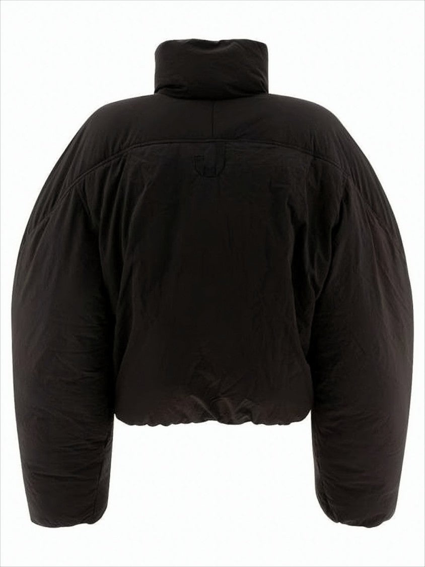 Jacquemus Cropped Black Puffer Jacket With Oversized Sleeves