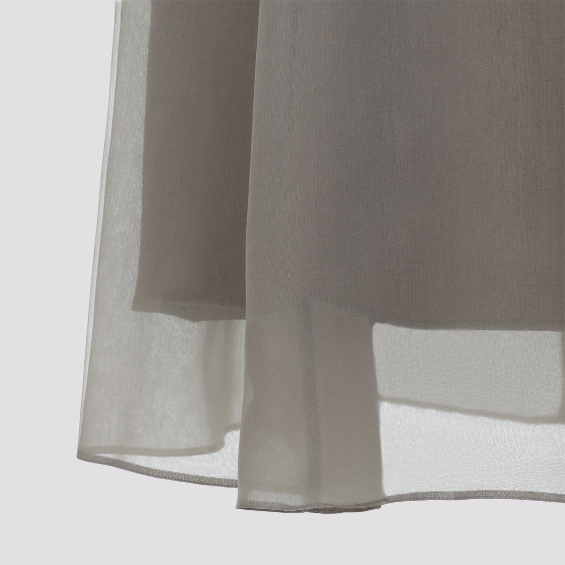 Brunello Cucinelli Silk Midi Skirt With Sheer Overlay And Flared Design