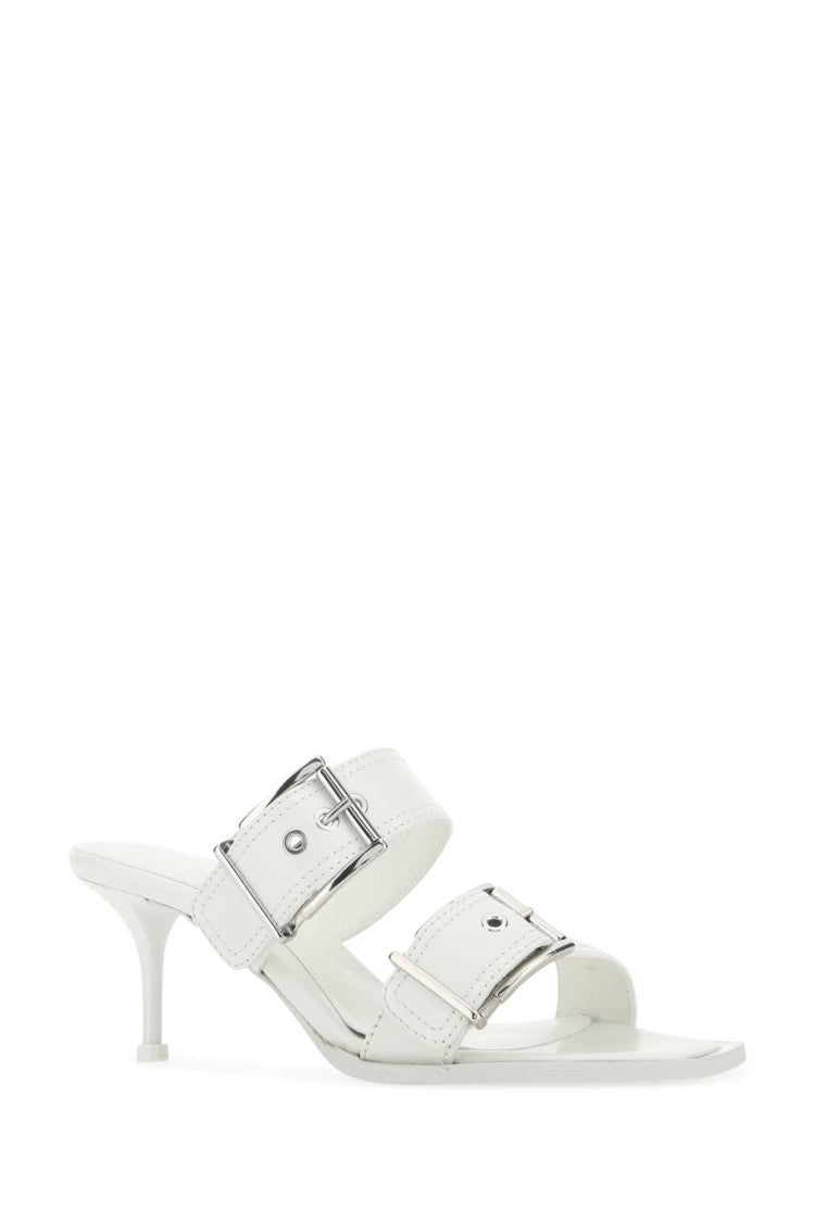 Alexander Mcqueen White Leather Mules