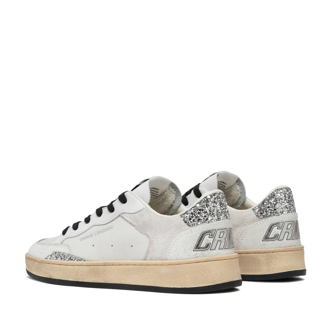 Crime London Perforated White Leather Sneakers