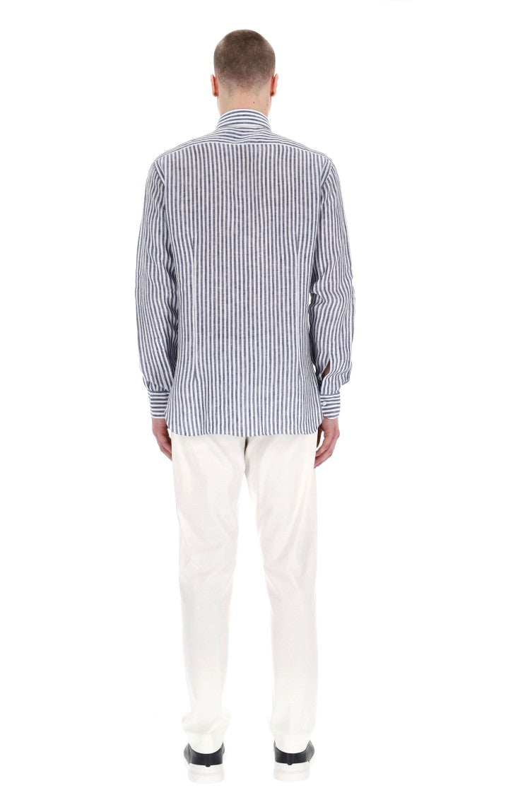Barba Dandylife Line Linen Tailored Stripe Shirt