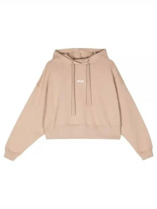 Msgm Cropped Hoodie With Drawstring Hood And Subtle Logo