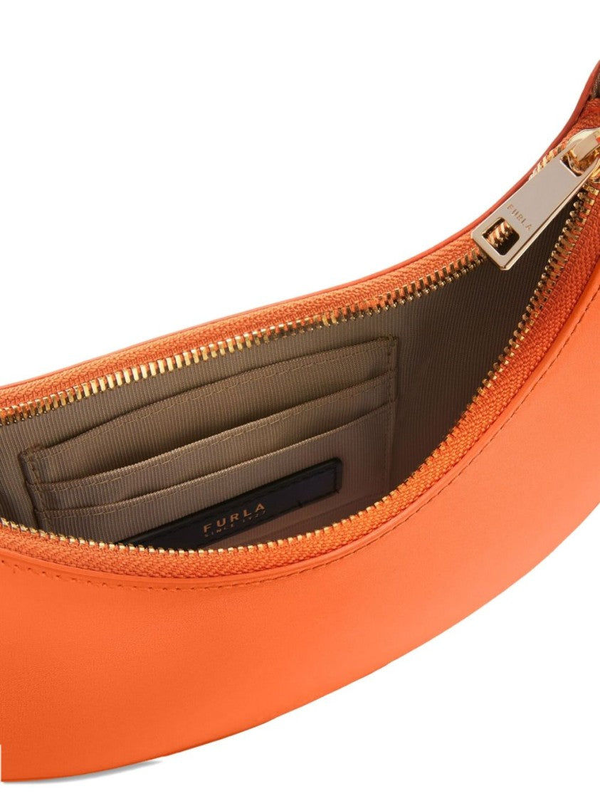 Furla Smooth Crescent Shoulder Bag With Zippered Closure