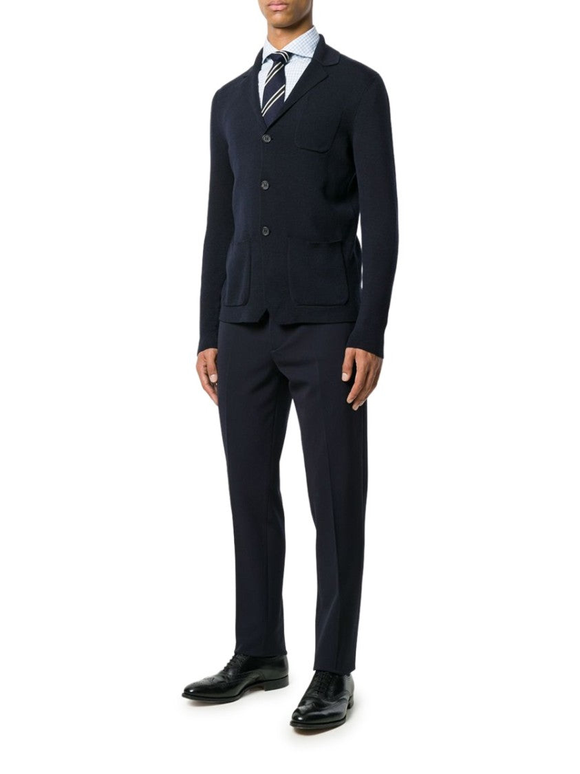 Drumohr Navy Blue Knit Wool Blazer