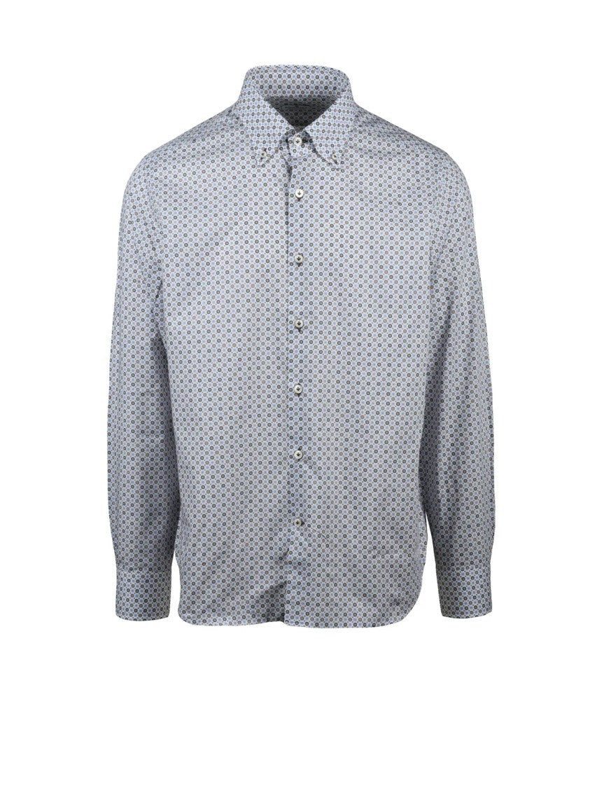 Sonrisa Fior Di Cotone Long-Sleeve Casual Shirt With Subtle Geometric Pattern