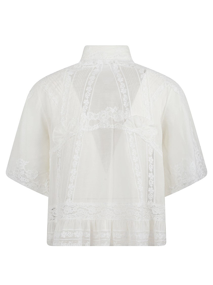 Ermanno Scervino Cropped Shirt With Delicate Lace Design