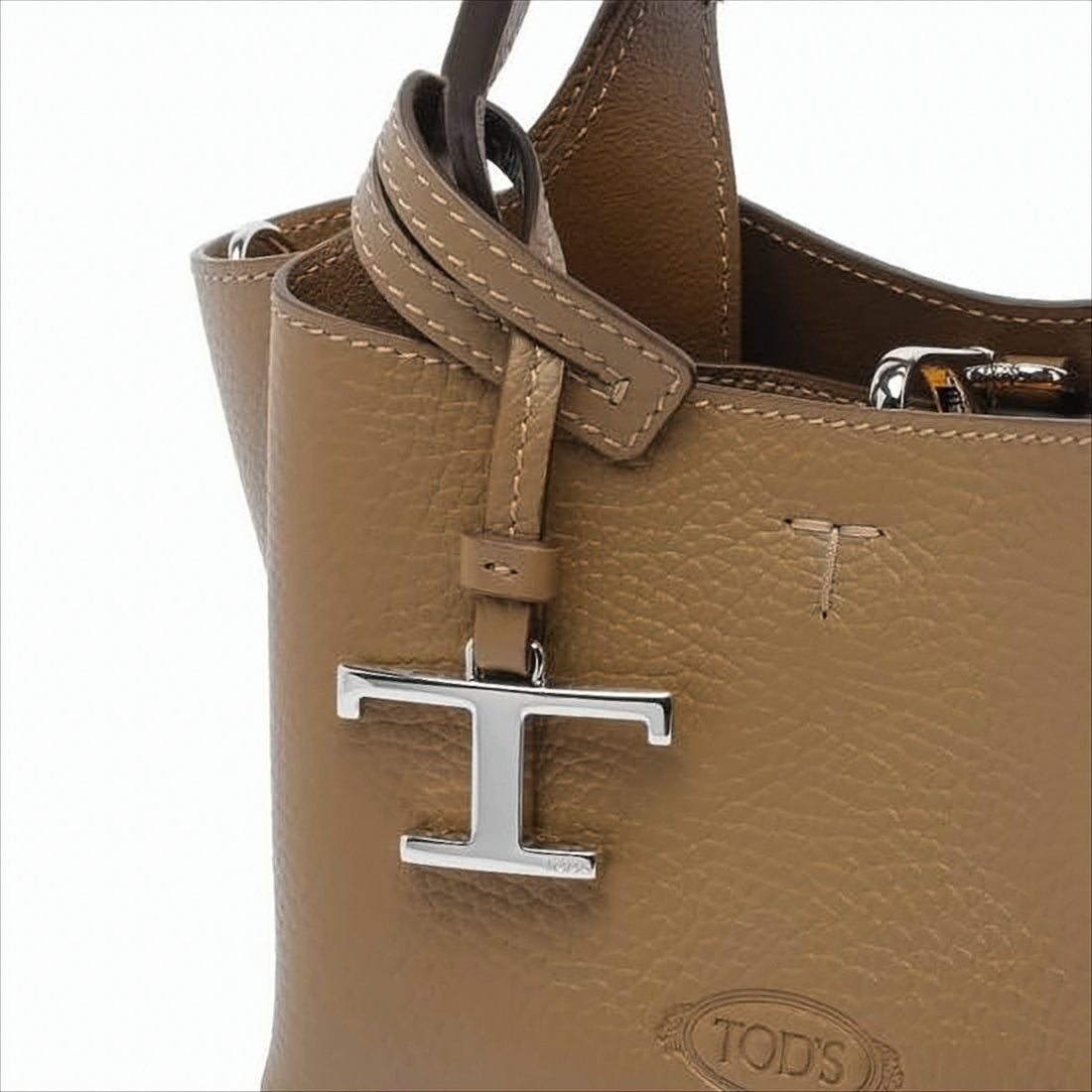 Tod's Textured Calf Leather Shoulder Bag With Silver-Tone Charm