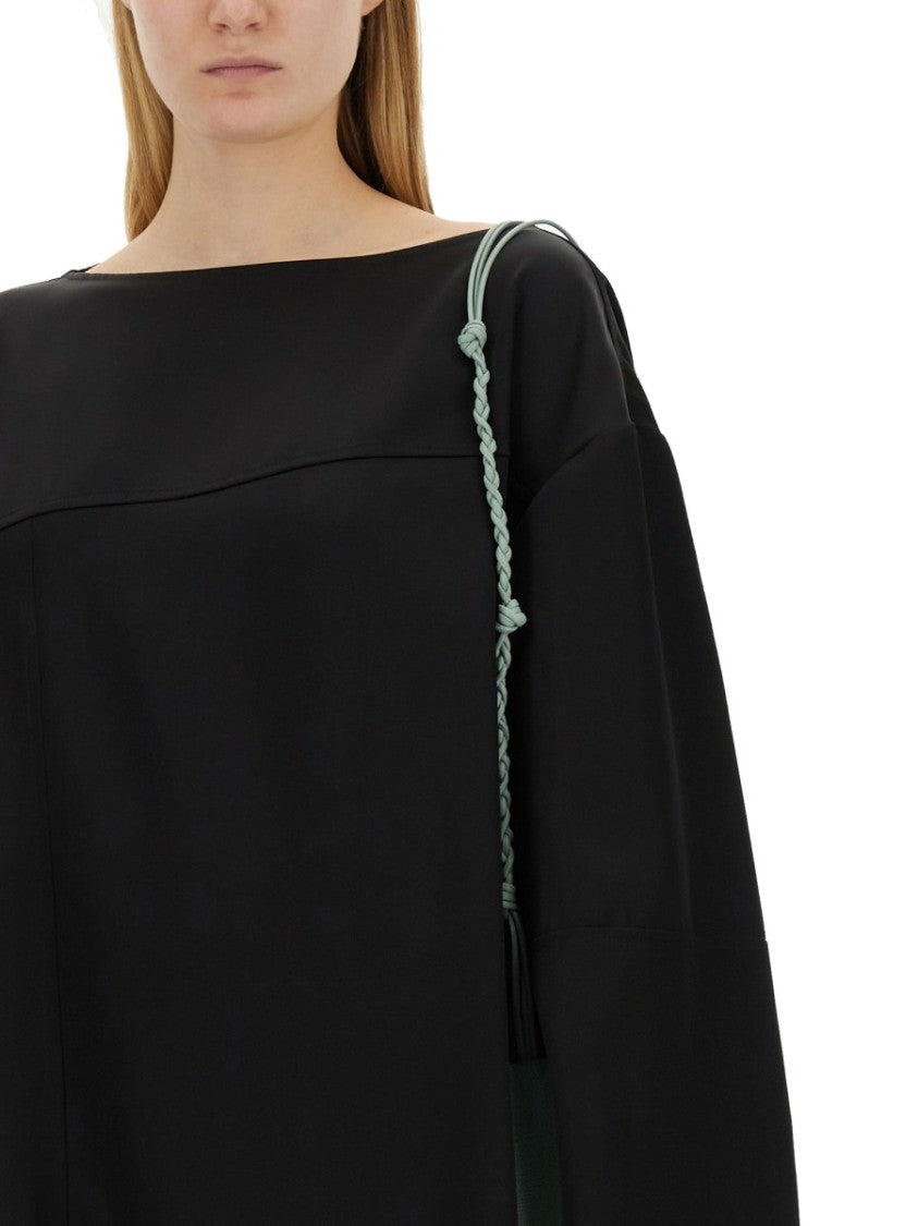 Jil Sander Asymmetrical Black Top With Unique Silhouette