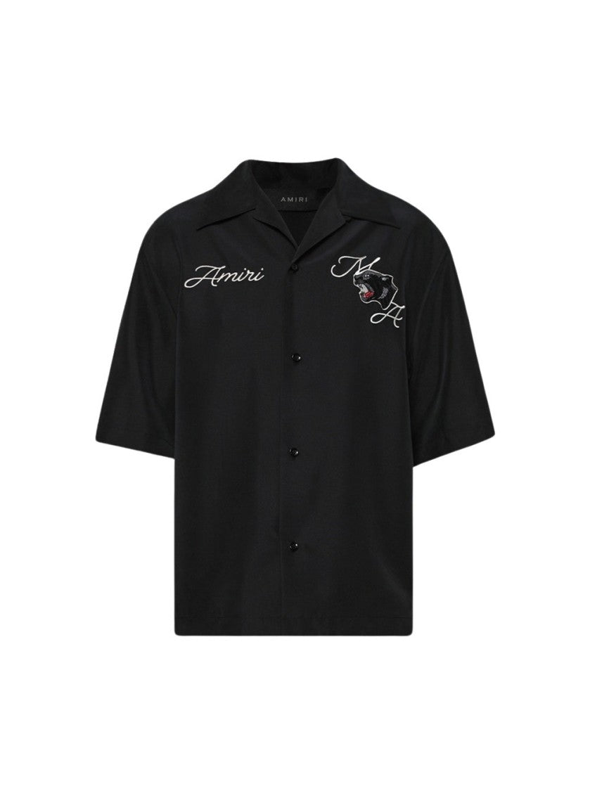 Amiri Panther Bowling Shirt Black