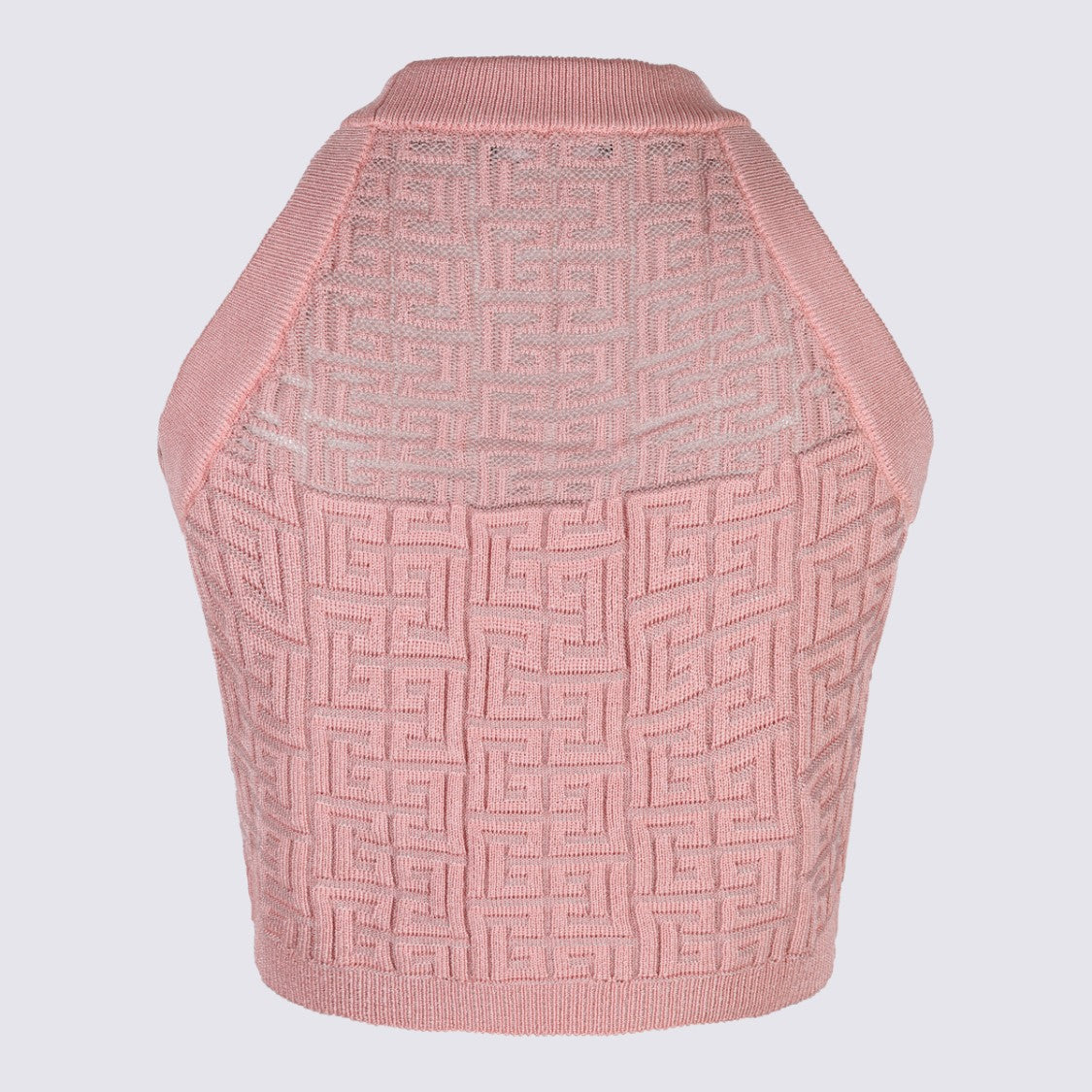 Balmain Textured Knit Crop Top With High Neck