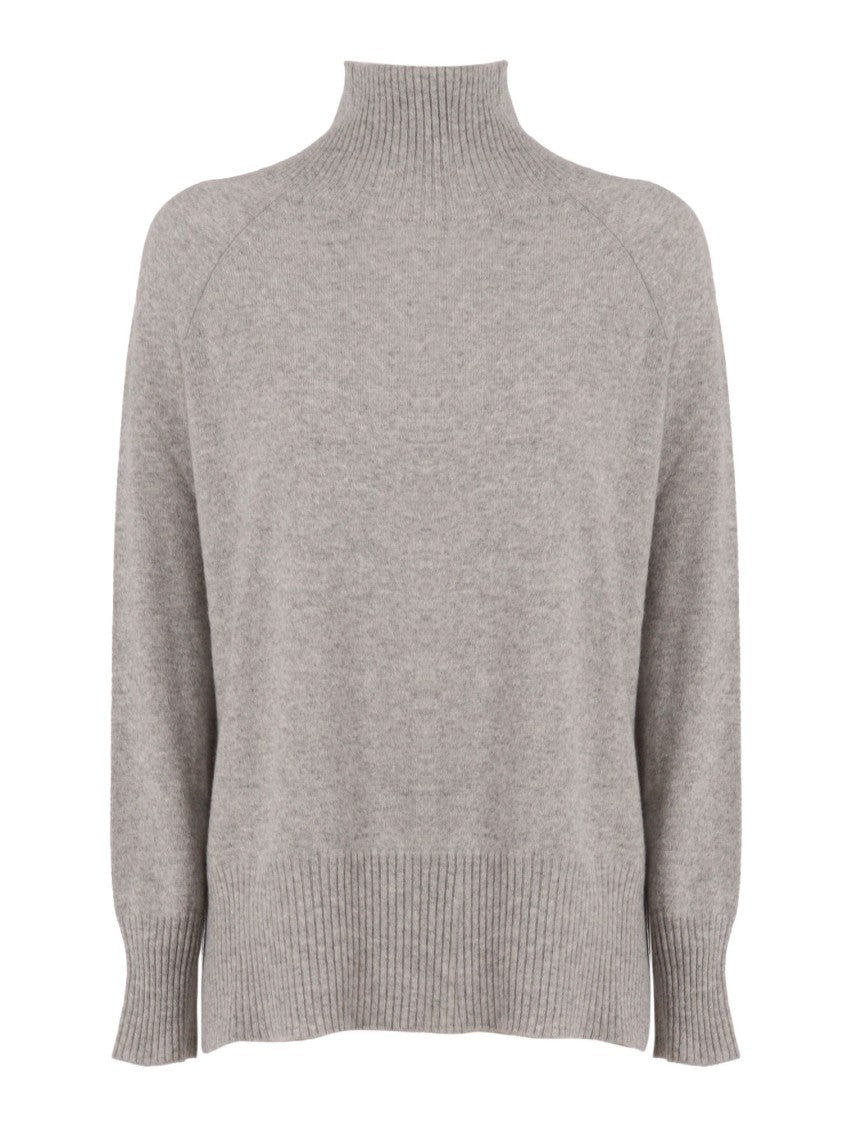 Kangra Cashmere Raglan Sleeve Sweater With High Collar