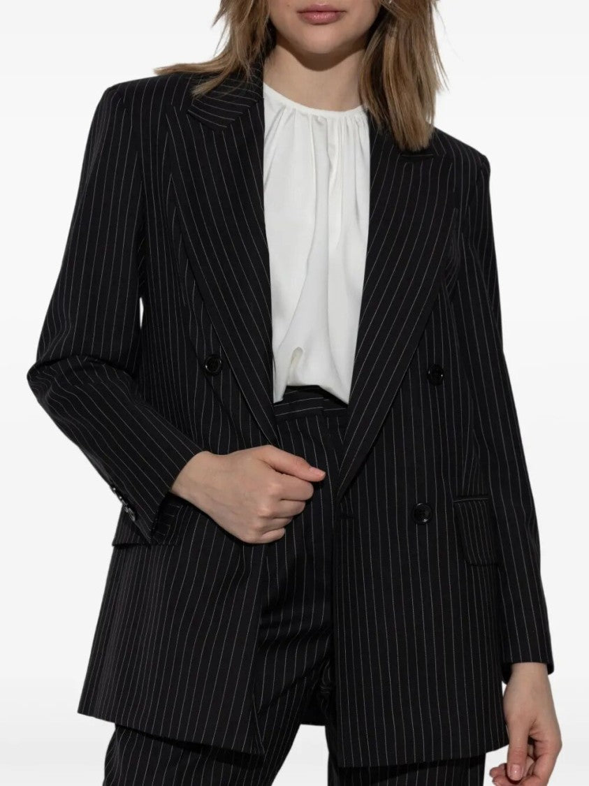 Max Mara Double-Breasted Pinstripe Blazer With Structured Silhouette