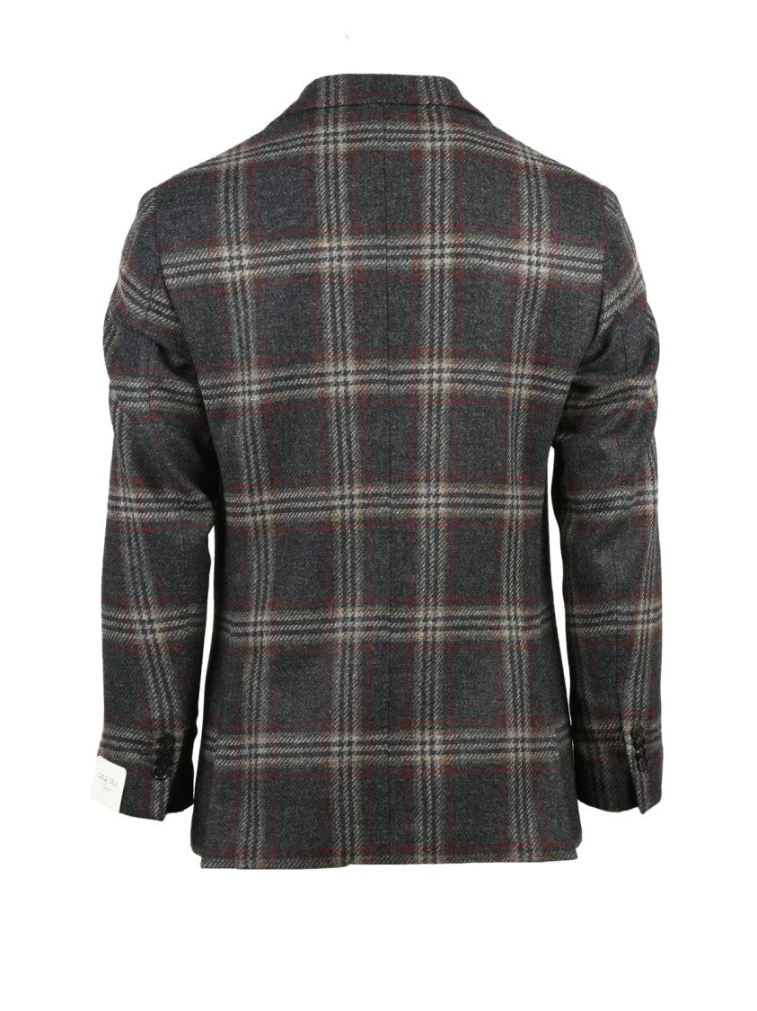 L.B.M. 1911 Rounded Virgin Wool Jacket With Classic Plaid Design
