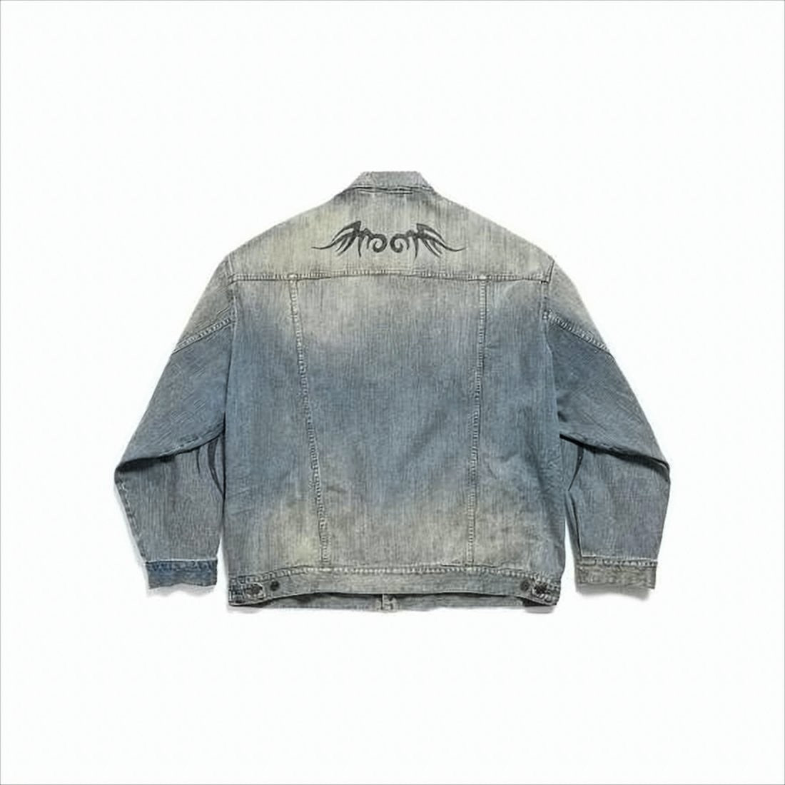 Balenciaga Vintage Wash Denim Jacket With Classic Collar