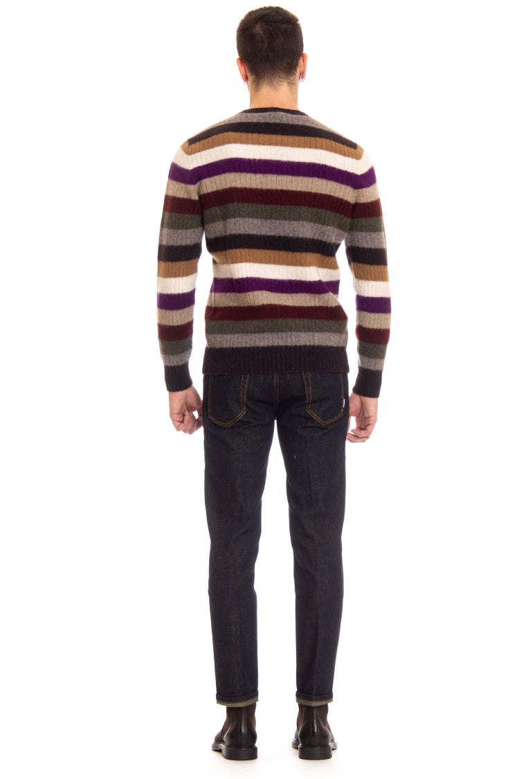 Drumohr Striped Lambswool Crewneck Sweater