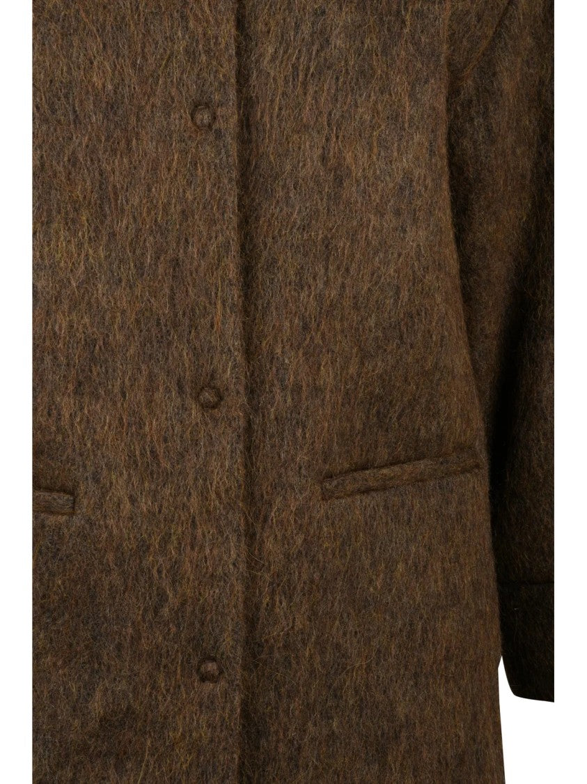 Oliver Horigamy Brown Virgin Wool-Blend Coat