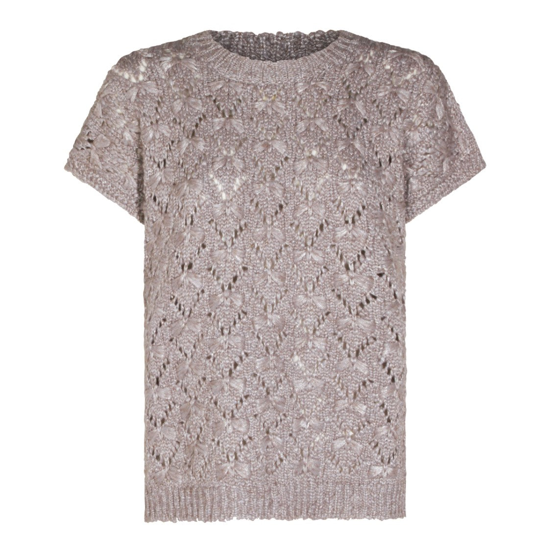 Fabiana Filippi Textured Open-Knit Sweater With Floral Motifs