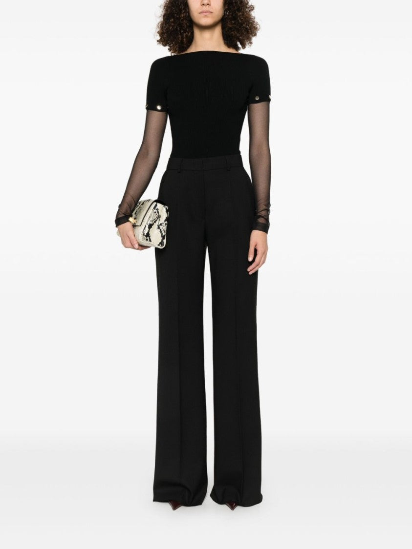 Sportmax Tailored Black Trousers With Concealed Front Fastening And Wide-Leg Silhouette