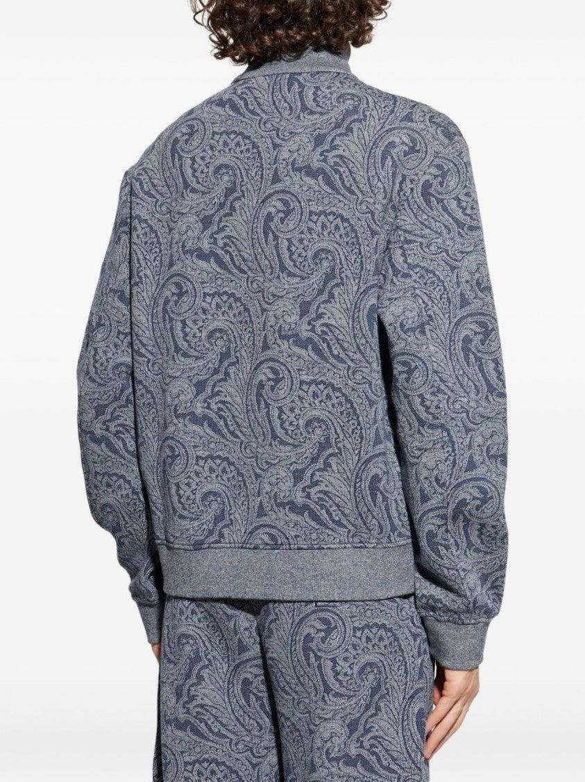 Etro Steel Blue Paisley Pattern Knitwear