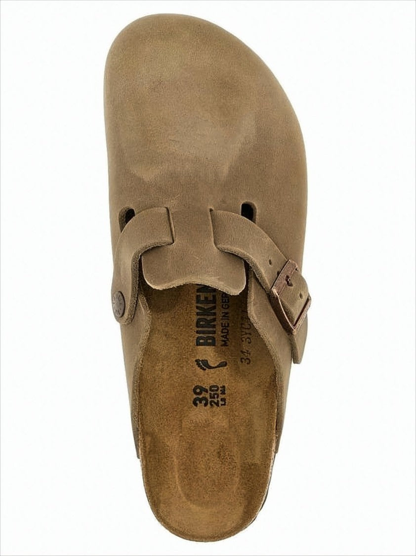 Birkenstock Brown Leather Mule With Adjustable Buckle