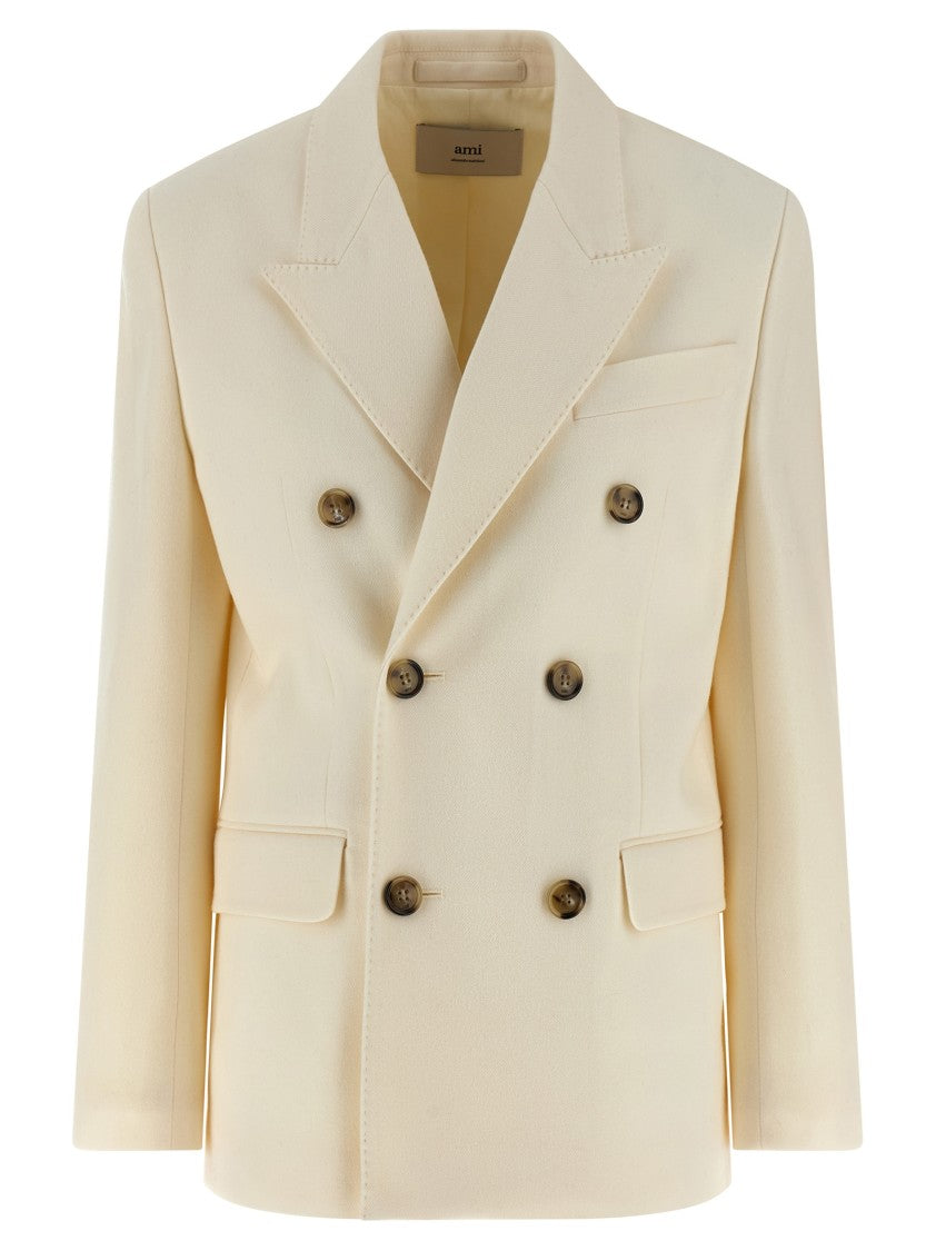 Ami Paris Double-Breasted Wool Blazer With Peak Lapels And Flap Pockets
