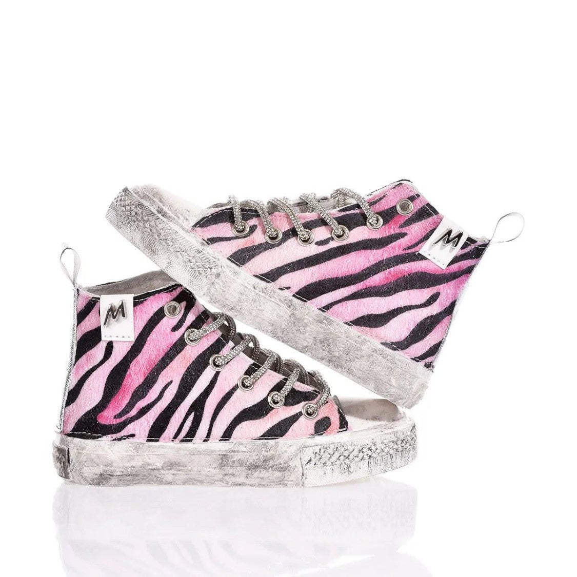 Mimanera High-Top Sneakers With Zebra Print And Swarovski Laces
