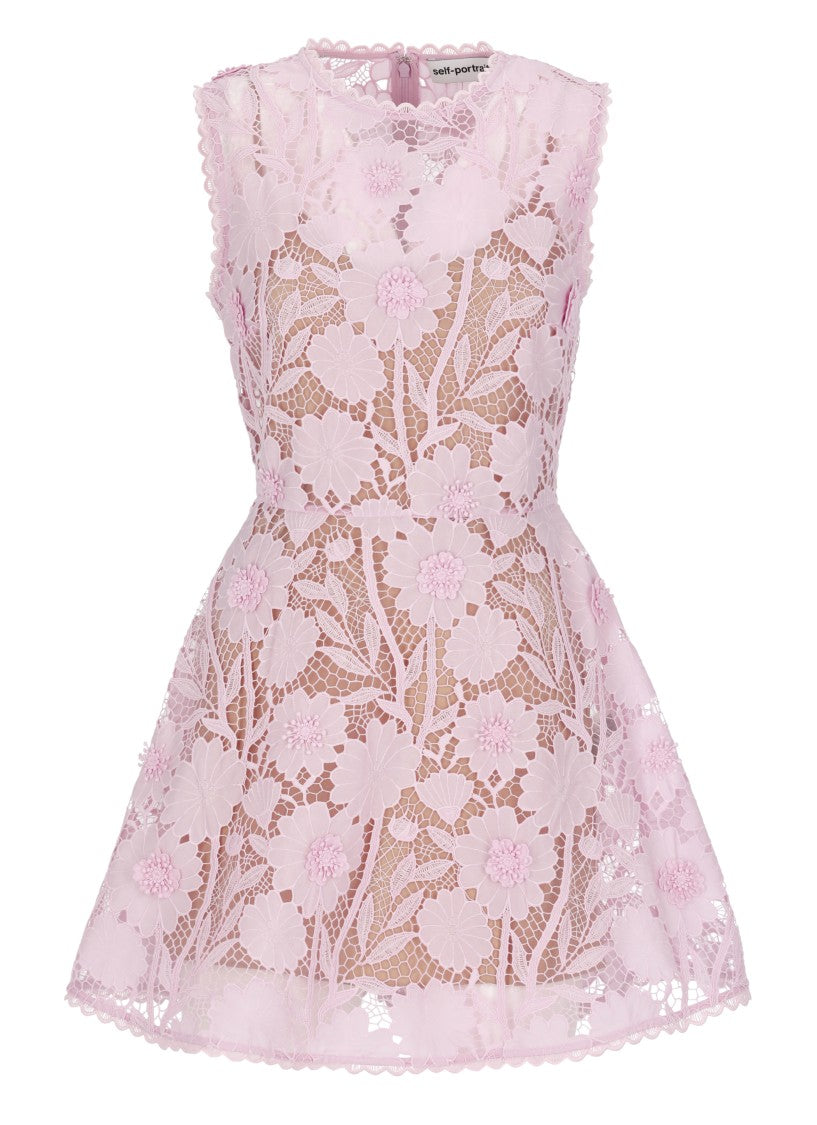 Self-Portrait Floral Lace Mini Dress With Petticoat And Rear Zipper