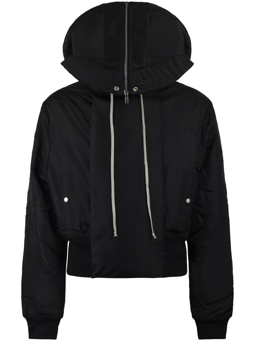Drkshdw By Rick Owens Cropped Padded Bomber Jacket With Classic Parka Silhouette