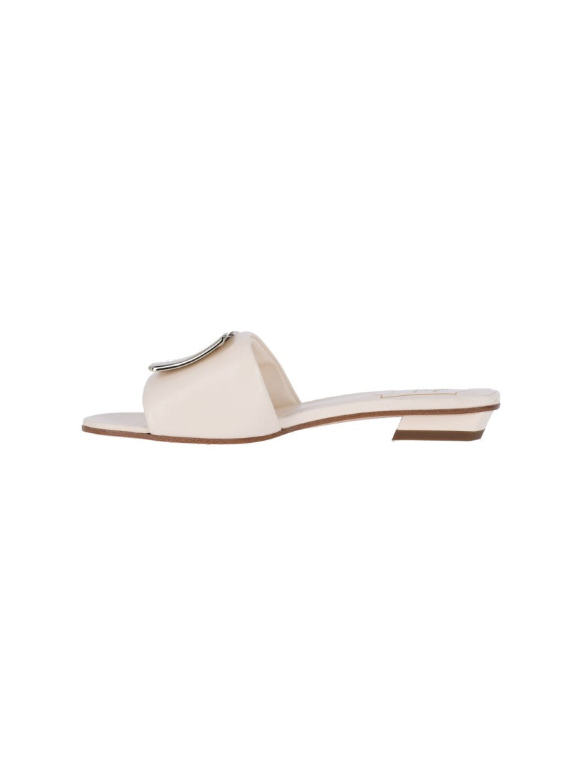 Roger Vivier White Lambskin Belle Vivier Sandals