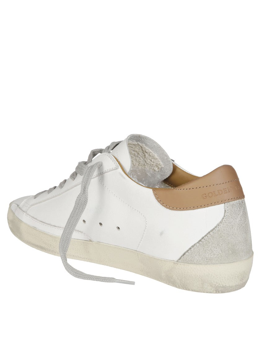 Golden Goose White Leather Sneakers With Brown Heel Detail