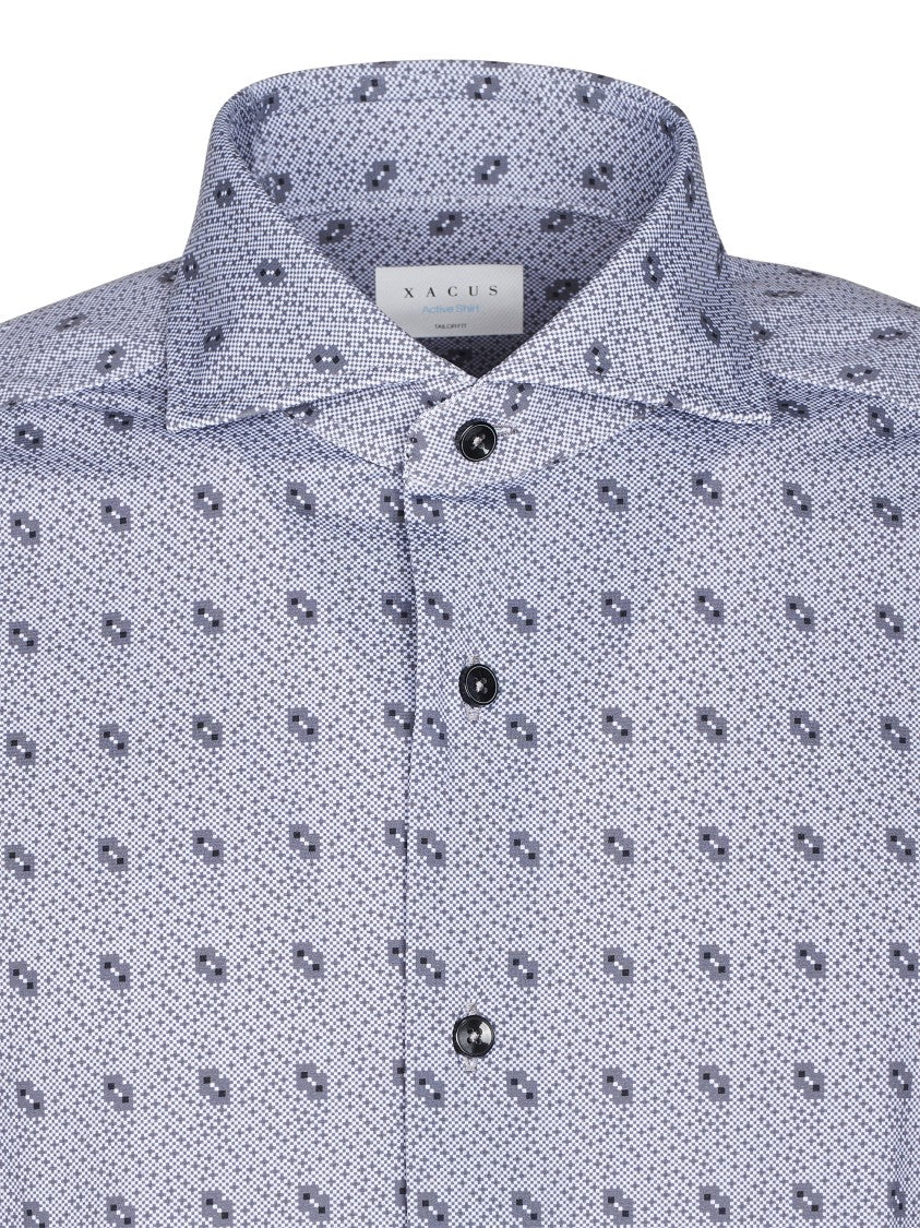 Xacus Geometric Pattern Long-Sleeve Button-Up Shirt