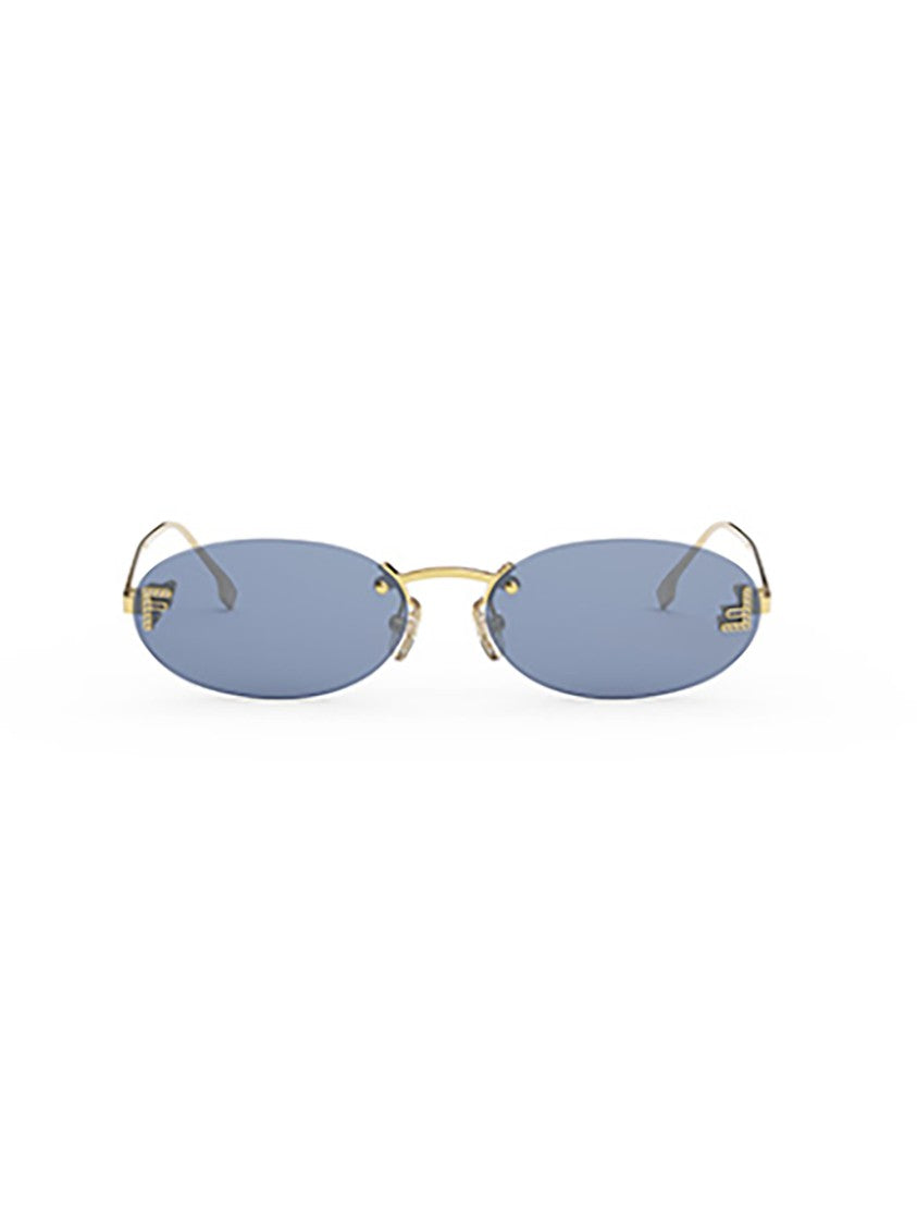Fendi Oval-Tinted Sunglasses With Elongated Gold Temples