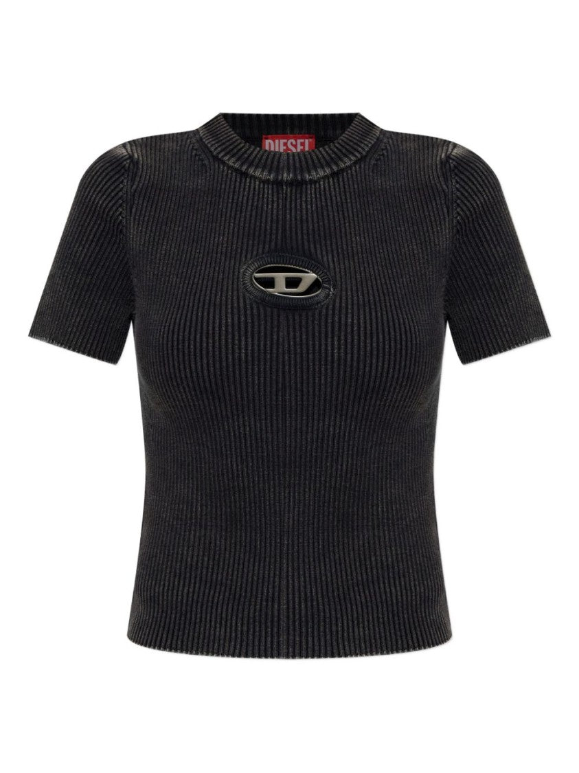 Diesel Black Ribbed Cut-Out Top