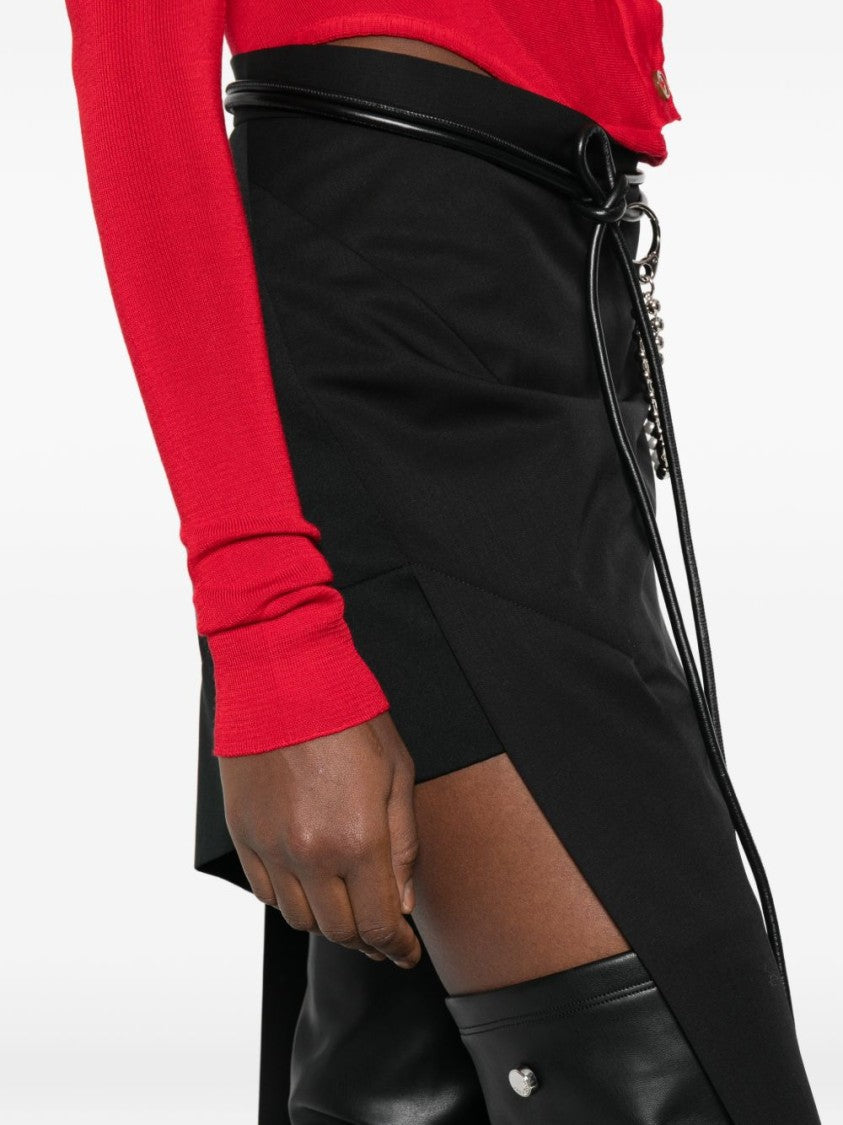 Vivienne Westwood Asymmetrical Black Midi Skirt With Layered Design And Chain Detail