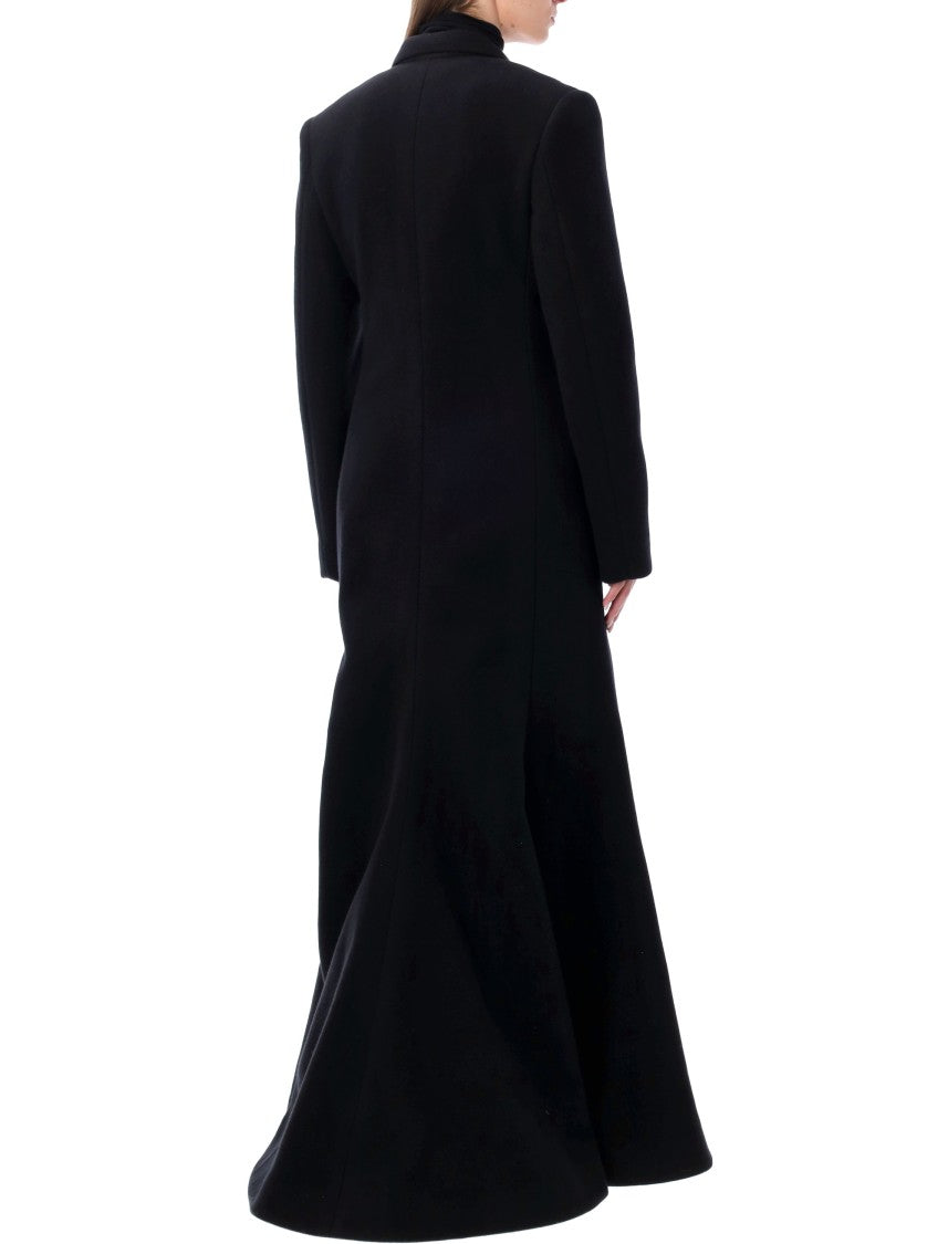 Balenciaga Black Wool Maxi Godet Coat
